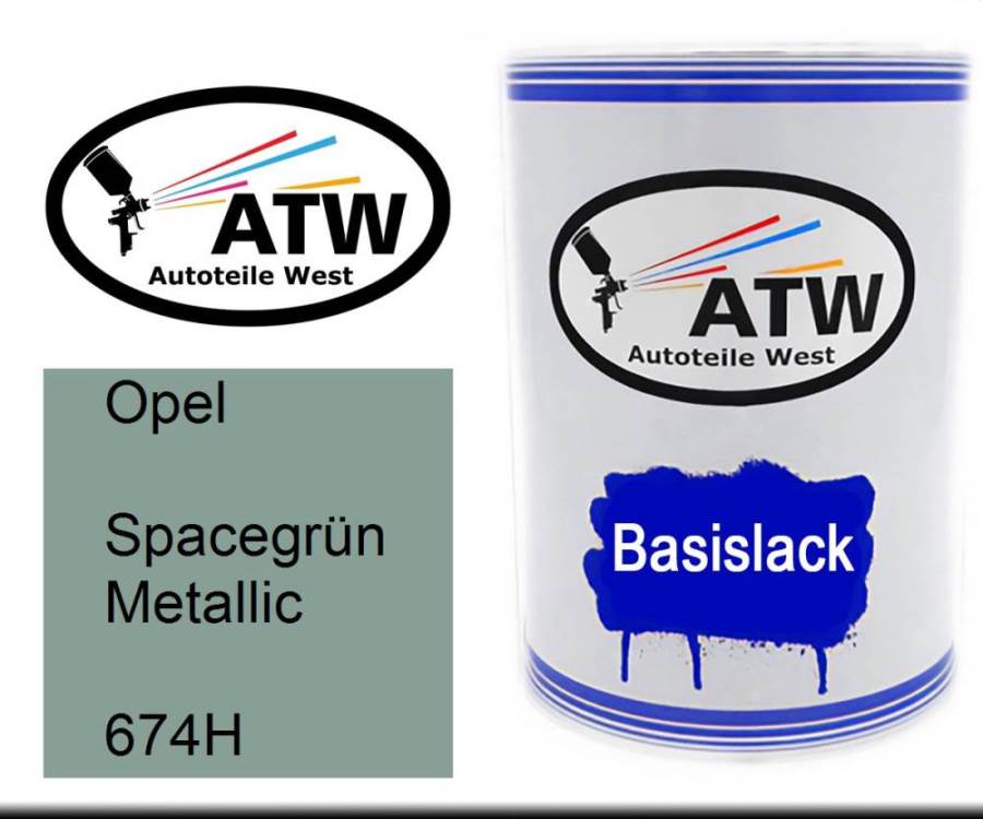 Opel, Spacegrün Metallic, 674H: 500ml Lackdose, von ATW Autoteile West.